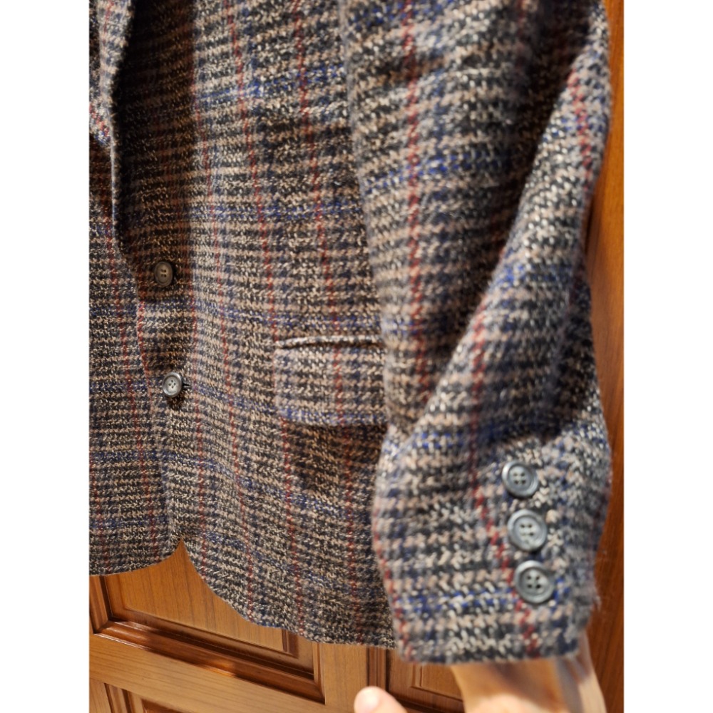 二手衣物，義大利製Cimka Desii Mode喀什米爾與羊毛混紡Cashmere and Wool男士古著粗花呢西裝-細節圖4