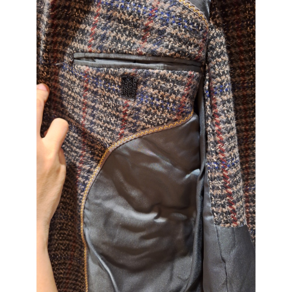 二手衣物，義大利製Cimka Desii Mode喀什米爾與羊毛混紡Cashmere and Wool男士古著粗花呢西裝-細節圖6