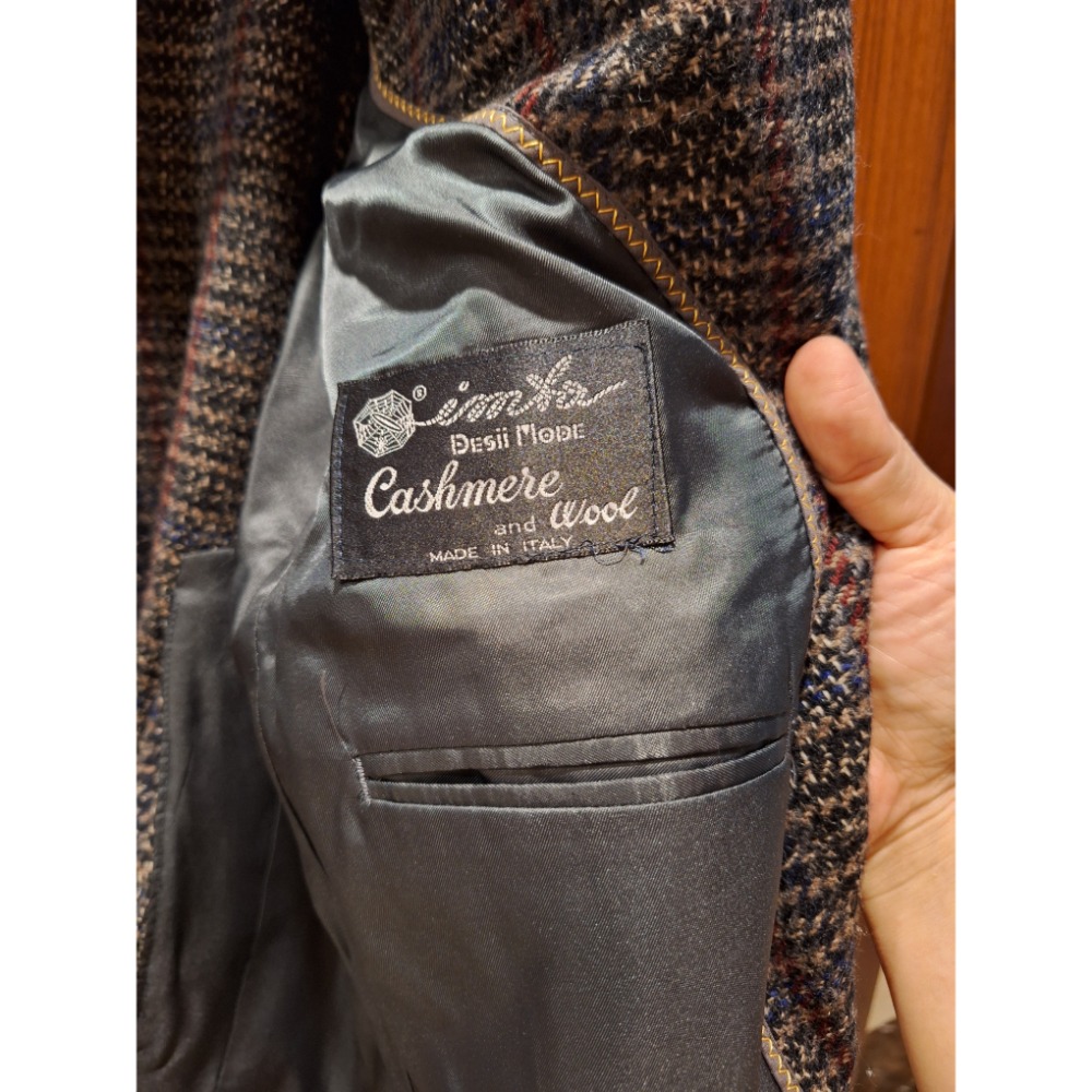 二手衣物，義大利製Cimka Desii Mode喀什米爾與羊毛混紡Cashmere and Wool男士古著粗花呢西裝-細節圖8