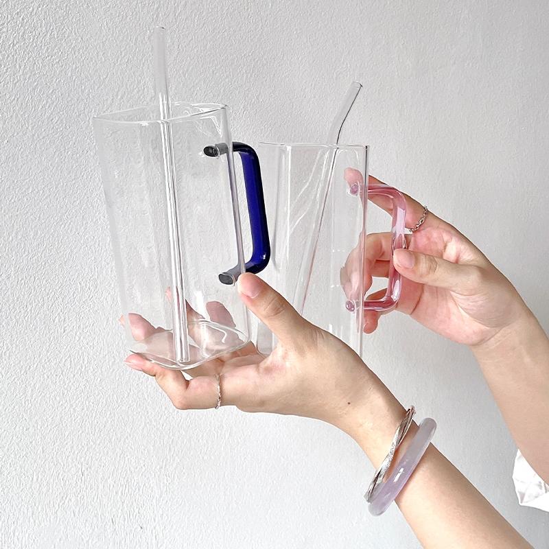 ★TiTi Choice 堤堤選居家生活★透明方形手把透明杯+玻璃吸管組 汽水杯 奶茶杯 酒杯(現+預)-細節圖4