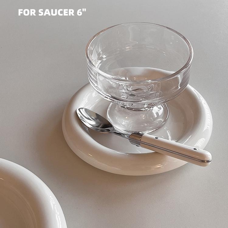 ★TiTi Choice 堤堤選居家生活★INS韓國胖嘟嘟純白咖啡圓盤 早餐盤  飾品收納盤(大/小)-細節圖2