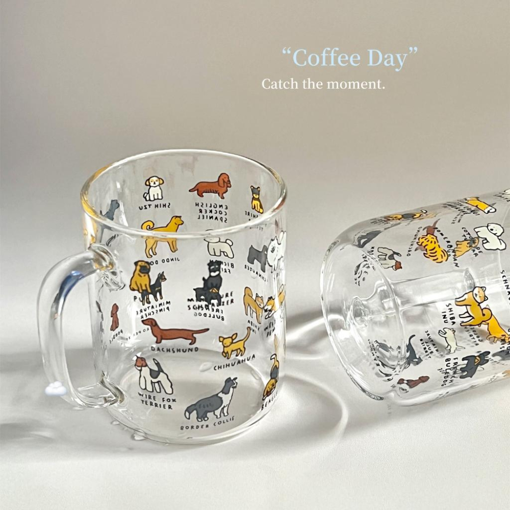 ★TiTi Choice 堤堤選居家生活★韓國貓貓狗狗創意插畫透明杯 奶茶杯 喝水杯  二入一組(現+預)-細節圖2