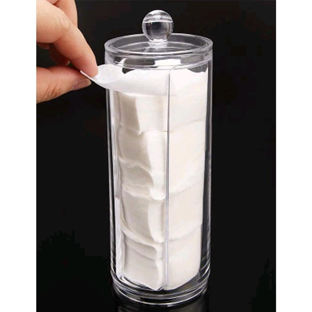 ★TiTi Choice堤堤選居家生活★透明帶蓋圓筒化妝棉粉撲髮圈收納盒ins風muji風-細節圖3