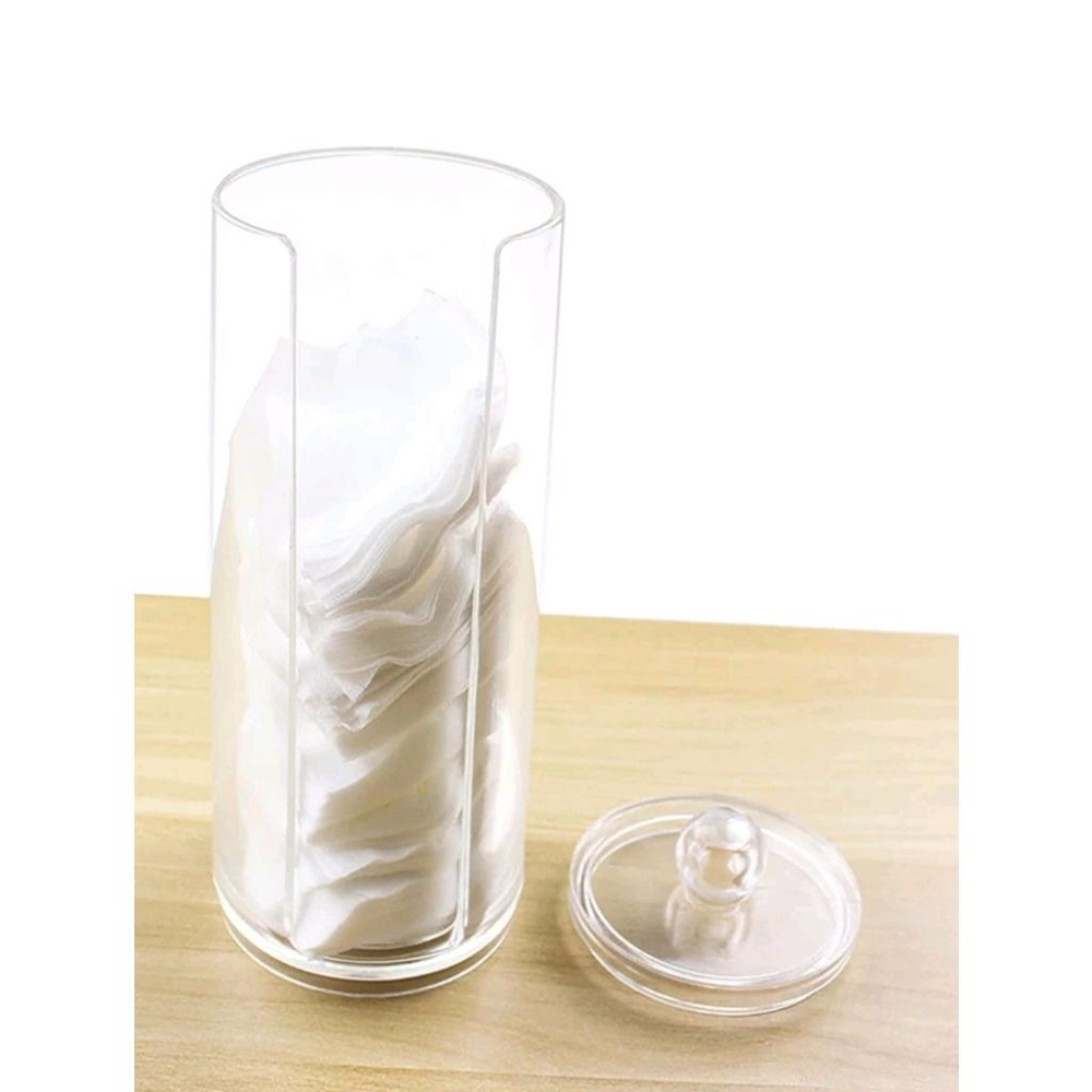 ★TiTi Choice堤堤選居家生活★透明帶蓋圓筒化妝棉粉撲髮圈收納盒ins風muji風-細節圖4