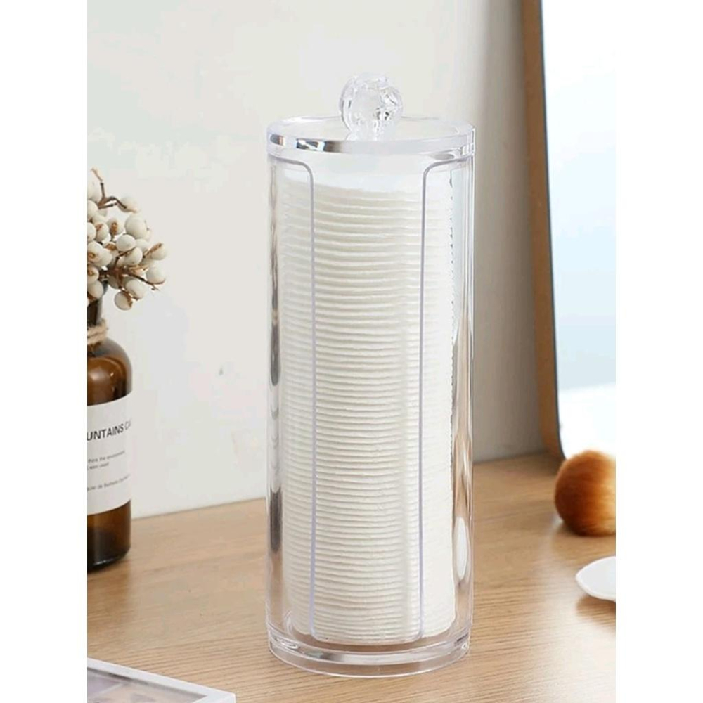 ★TiTi Choice堤堤選居家生活★透明帶蓋圓筒化妝棉粉撲髮圈收納盒ins風muji風-細節圖5