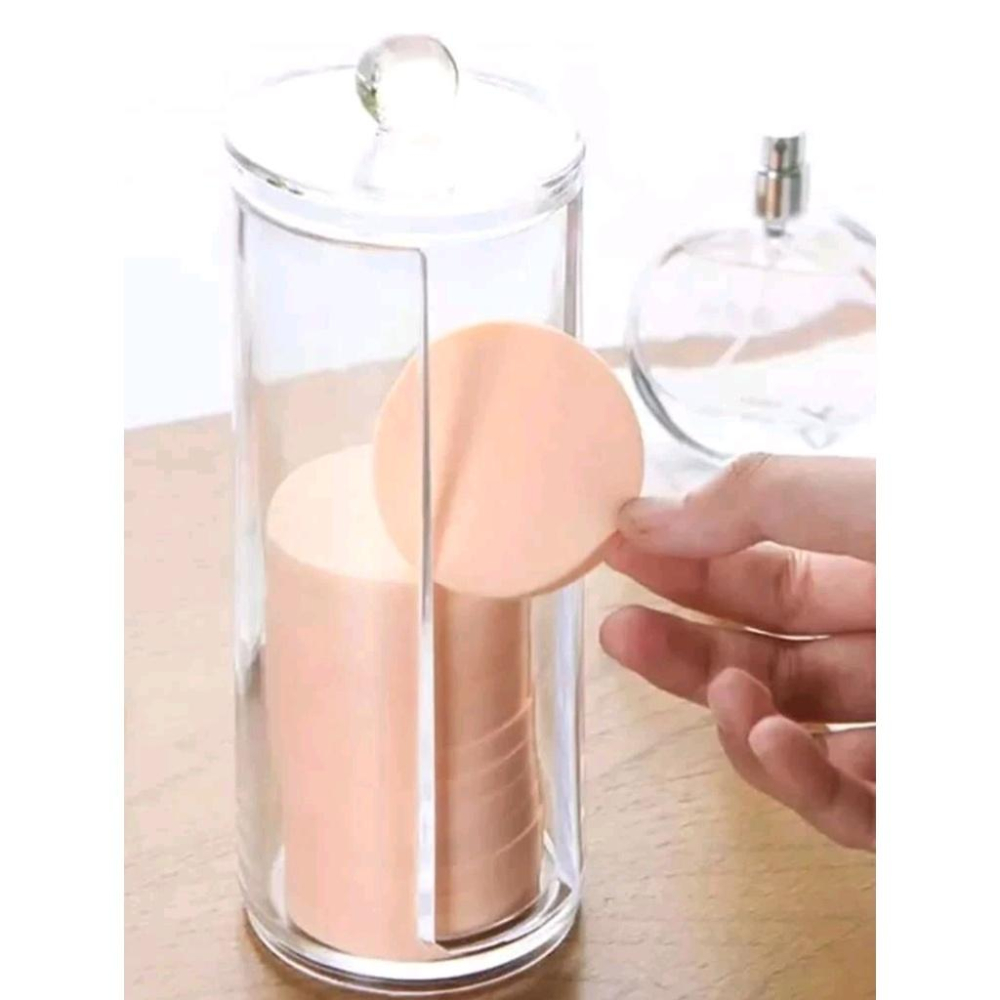 ★TiTi Choice堤堤選居家生活★透明帶蓋圓筒化妝棉粉撲髮圈收納盒ins風muji風-細節圖6