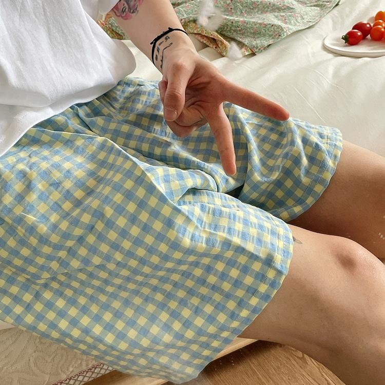 ★TiTi Choice堤堤選居家生活★ 歐膩的夏季女棉質居家短褲 格紋 涼快透氣 現貨+預購-細節圖6