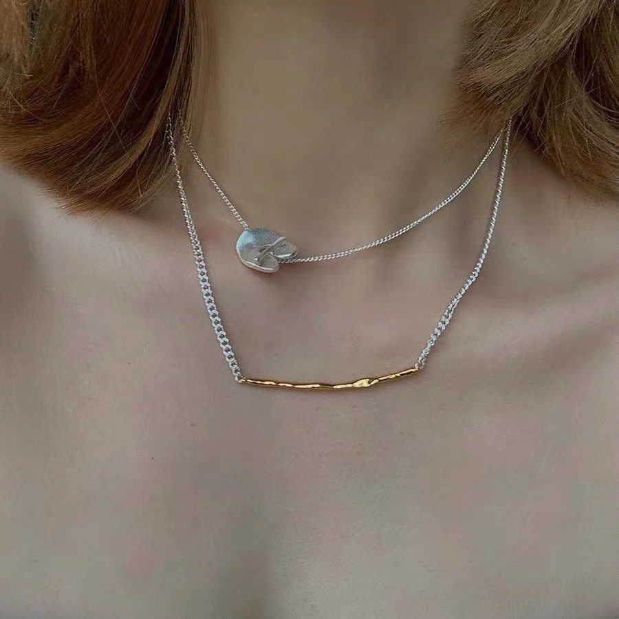 早衣服》搭配好物🎀 項鍊 日系小眾設計CLANE松本惠奈同款 金銀拼色 OT扣項鍊 多種戴法 毛衣鏈-細節圖5