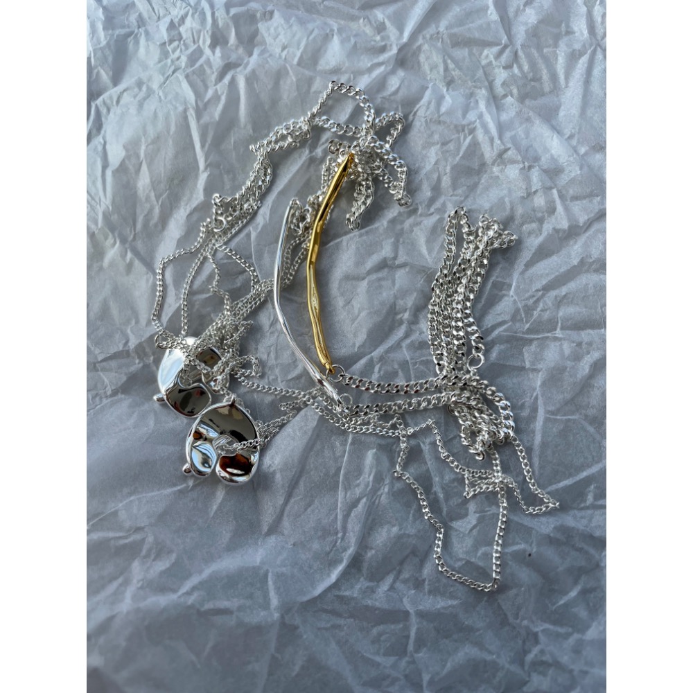 早衣服》搭配好物🎀 項鍊 日系小眾設計CLANE松本惠奈同款 金銀拼色 OT扣項鍊 多種戴法 毛衣鏈-細節圖7