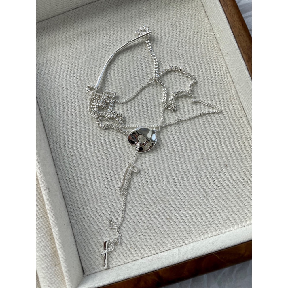 早衣服》搭配好物🎀 項鍊 日系小眾設計CLANE松本惠奈同款 金銀拼色 OT扣項鍊 多種戴法 毛衣鏈-細節圖9