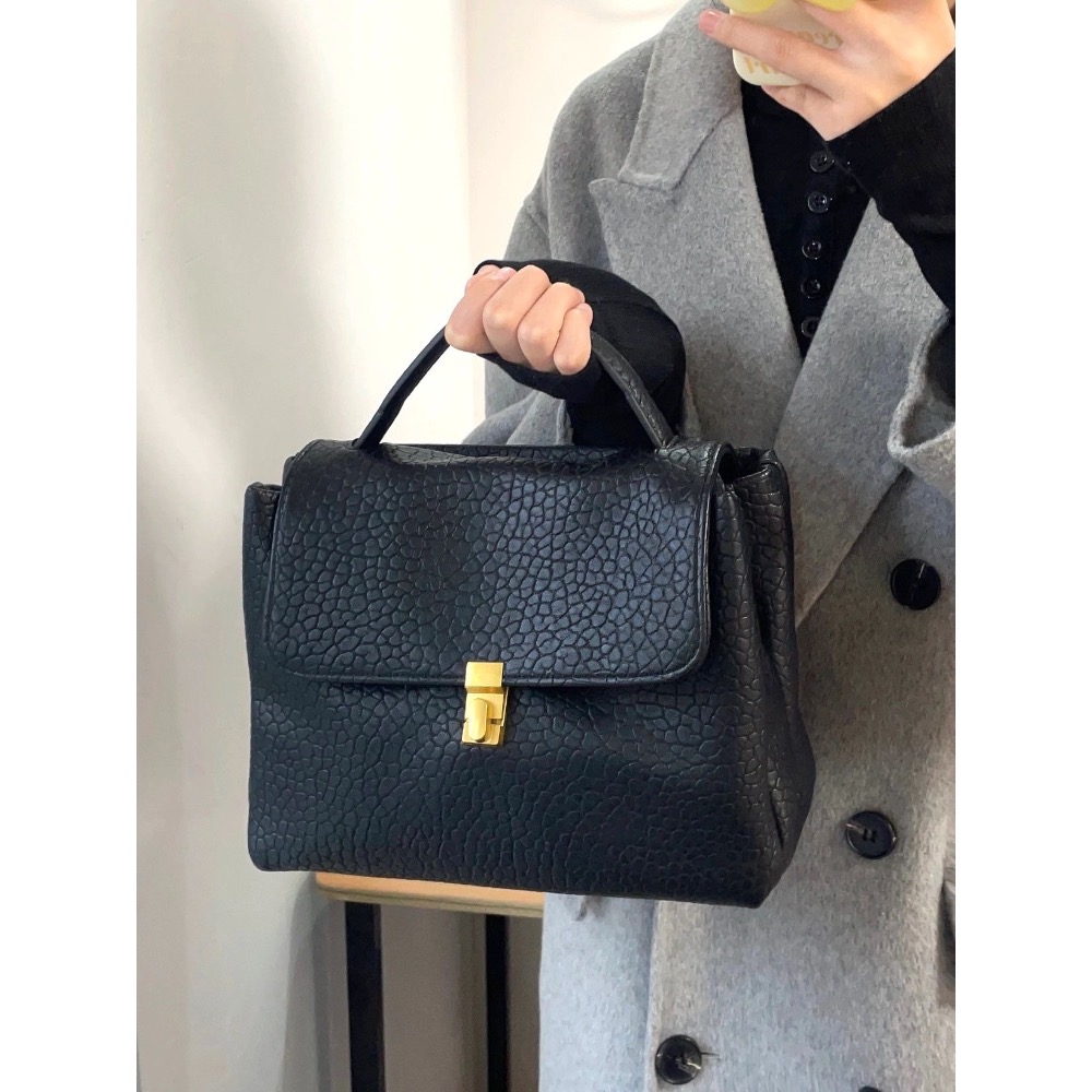 早衣服》 [現+追] 2312🎄 包包  荔枝紋復古包 柏金包 大容量通勤手提包 單肩斜挎包 大容量公事包 手提包-細節圖4