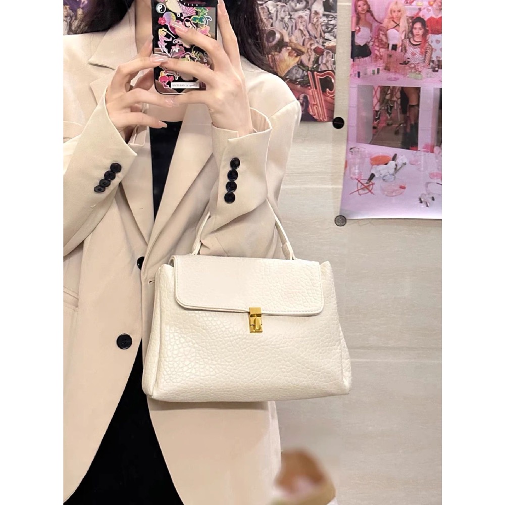 早衣服》 [現+追] 2312🎄 包包  荔枝紋復古包 柏金包 大容量通勤手提包 單肩斜挎包 大容量公事包 手提包-細節圖8