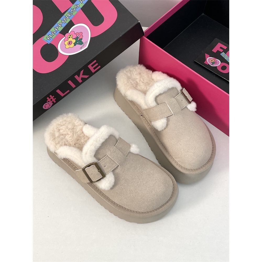 ￼毛毛拖鞋 炸出毛 厚底鞋 女鞋 毛毛勃肯鞋 加絨 保暖 包頭 半拖鞋 1818# 早衣服》⛄️2412-規格圖9