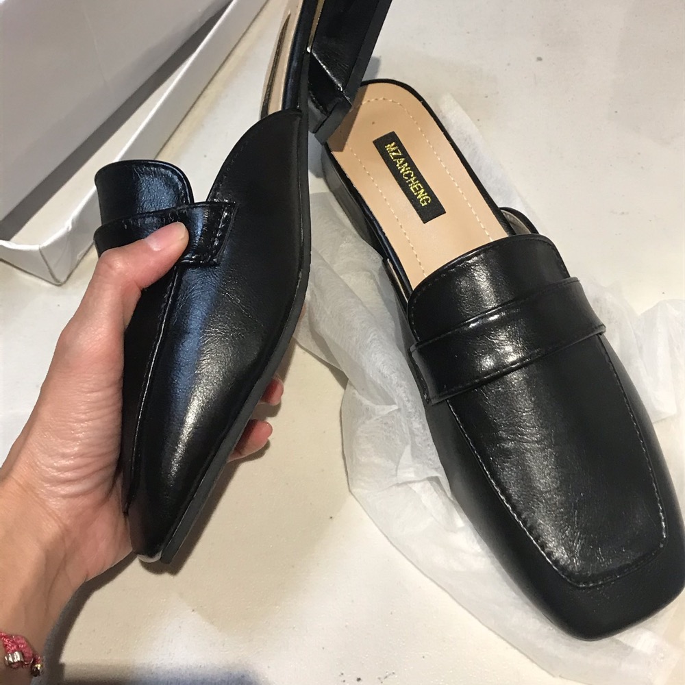 全新 瑕疵｜中跟穆勒鞋 半拖鞋 拖鞋 size 40 早衣服》-細節圖4