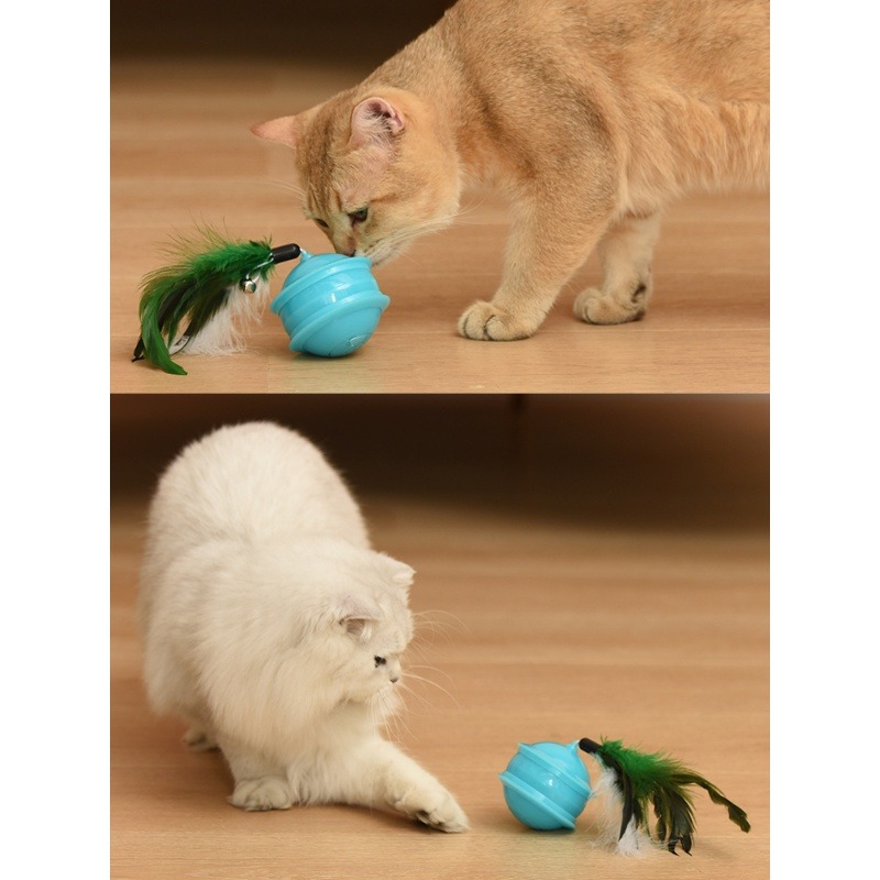 🔥台灣出貨🔥 自動逗貓球 電動逗貓球 逗貓球 雷射逗貓球 貓咪玩具 貓玩具 寵物用品 羽毛 鈴鐺 寵物 USB充電-細節圖9