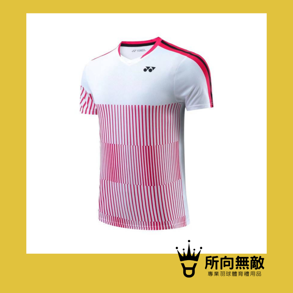 所向無敵．YY粉白條紋羽毛球女上衣~羽球女上衣 羽球上衣 女羽毛球服 女羽球服 女羽球套裝 YONEX優乃克-細節圖3