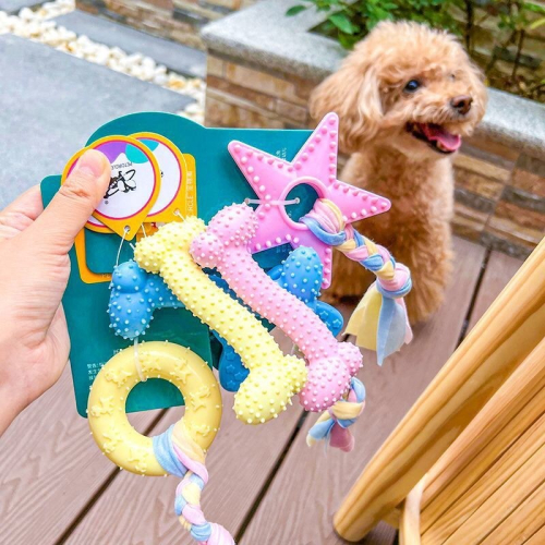 【汪喵森活】 糖果色系 TPR軟性玩具 寵物玩具 骨頭 球 小型犬玩具 小狗玩具 磨牙玩具 咬咬玩具 發聲玩具 陪伴玩具