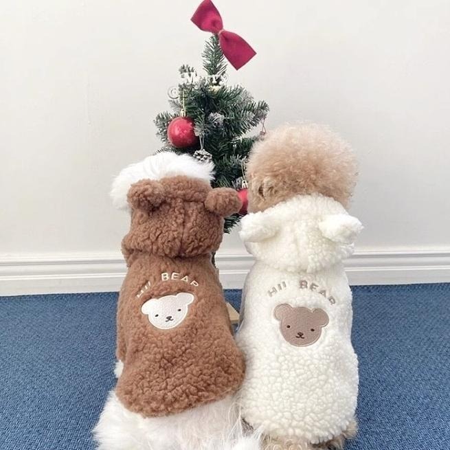 【汪喵森活】Hi Bear 熊耳拉鍊外套 狗衣服 比熊 博美 貴賓 貓咪 小型犬服飾 吉娃娃 西施 比熊 秋冬服飾-細節圖3