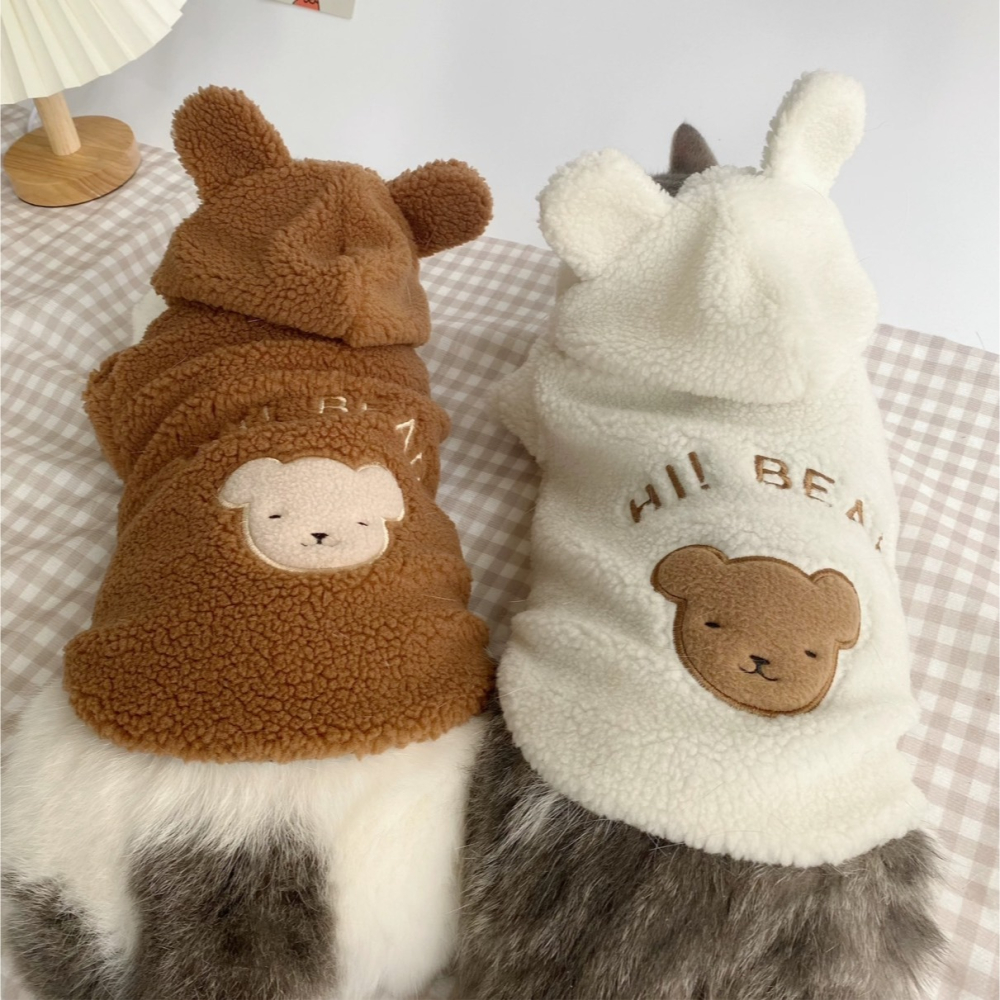 【汪喵森活】Hi Bear 熊耳拉鍊外套 狗衣服 比熊 博美 貴賓 貓咪 小型犬服飾 吉娃娃 西施 比熊 秋冬服飾-細節圖4