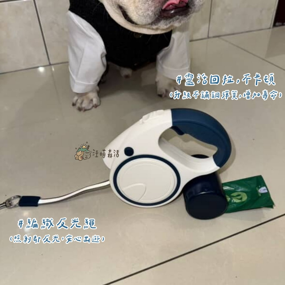 【汪喵森活】 LED 3色反光 3M寵物自動牽繩 有收納盒 自動牽繩 伸縮牽繩 伸縮拉繩 寵物牽繩 牽引繩 狗牽繩 牽繩-細節圖2