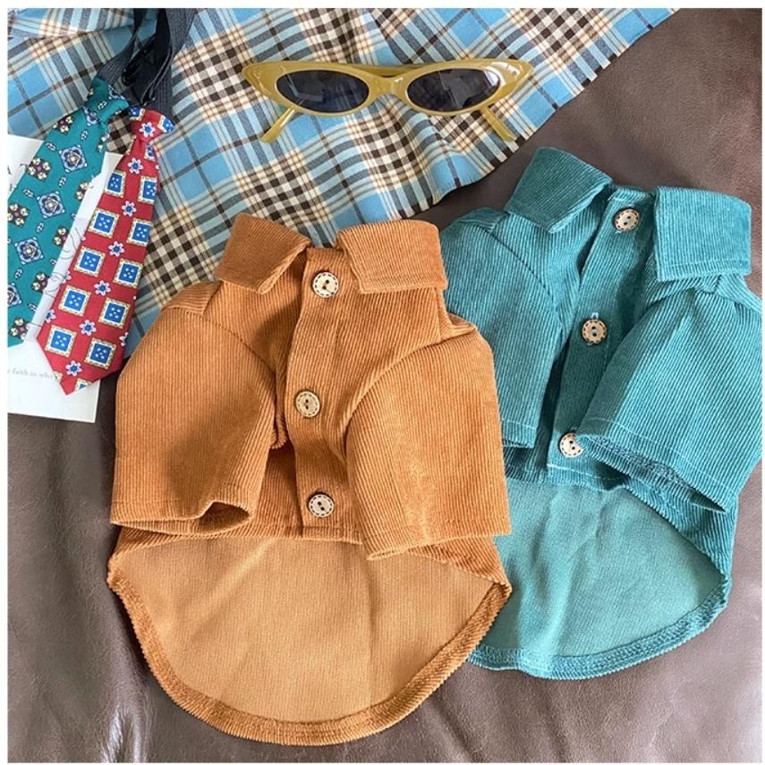 【汪喵森活】 復古港風襯衫 燈心絨 保暖 小中大型犬 柴犬 柯基 狗衣服 黃金獵犬 拉不拉多 薩摩耶 米克斯 邊境 巨貴-細節圖6