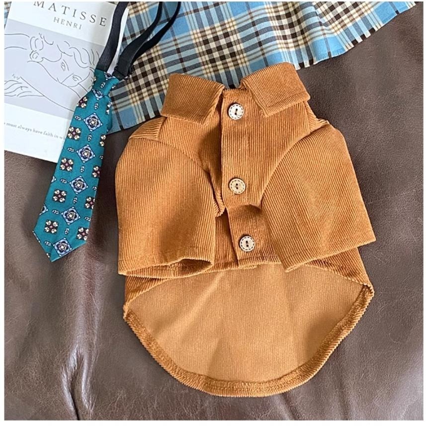 【汪喵森活】 復古港風襯衫 燈心絨 保暖 小中大型犬 柴犬 柯基 狗衣服 黃金獵犬 拉不拉多 薩摩耶 米克斯 邊境 巨貴-細節圖8