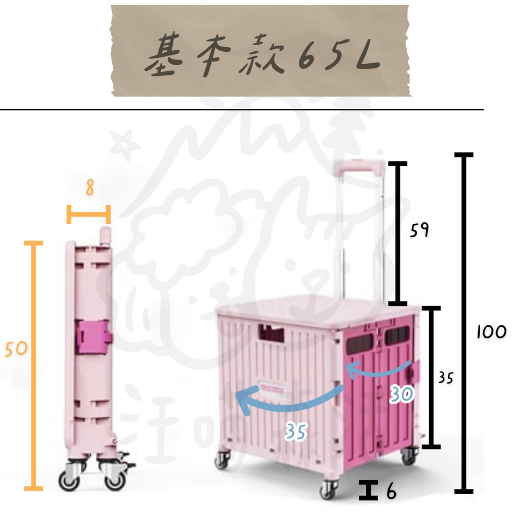 【汪喵森活】 4色 折疊購物車 含蓋板 輕量可水洗 4輪萬向輪 折疊推車 寵物推車 露營推車 買菜車 手推車 置物推車-細節圖8