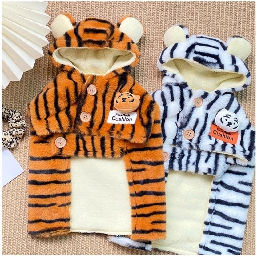 【汪喵森活】兇萌小老虎 寵物睡袍 披肩 斗篷 老虎 柴犬 柯基 狗衣服 黃金獵犬 拉不拉多 薩摩耶 米克斯 邊境 巨貴-細節圖4