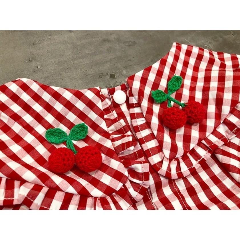 【汪喵森活】櫻桃 紅色格子 狗衣服 狗夏季衣服 寵物衣服 柯基 柴犬 貴賓 雪納瑞 西高地 法鬥 英鬥 米客斯 西高地-細節圖9