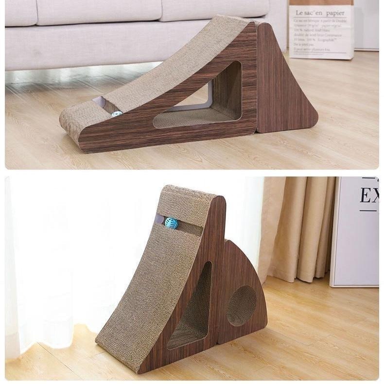 【汪喵森活】 三角型 貓抓板 三角貓抓板 挖洞 鈴鐺球 瓦楞紙 貓用 磨爪 貓草 大貓抓板 貓咪用品 貓玩具 大型貓抓板-細節圖9