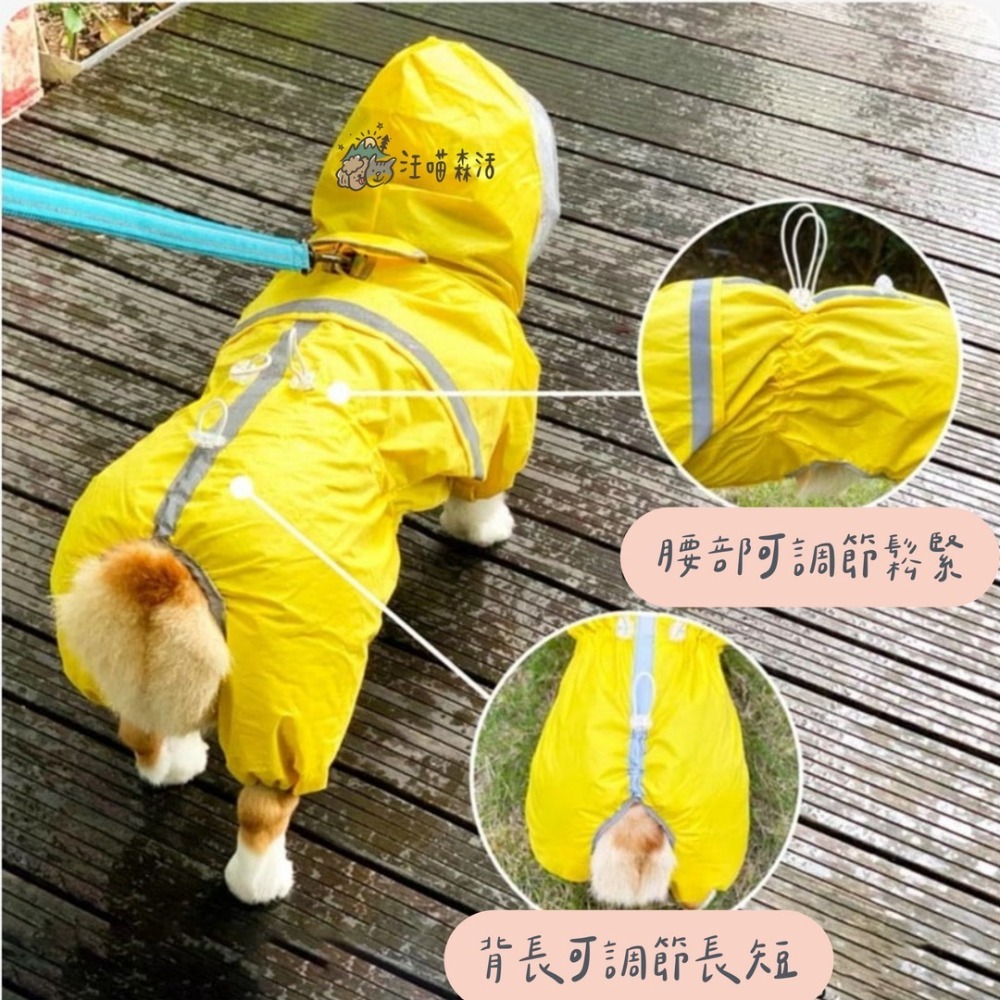 ✨汪喵森活✨ 寵物雨衣 3色 四腳雨衣 身體偏長的狗狗❗ 柯基 臘腸狗 米克斯 台灣土狗 狗雨衣 柯基雨衣 四腳雨衣-細節圖11