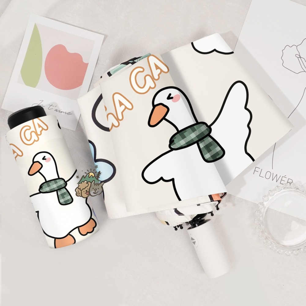 【汪喵森活】 💧雨尼 with u ☀ 跳舞鴨鴨 抗UV 手動傘 黑膠傘 快乾傘 摺疊傘 折疊傘 雨傘 陽傘 自動傘-細節圖3