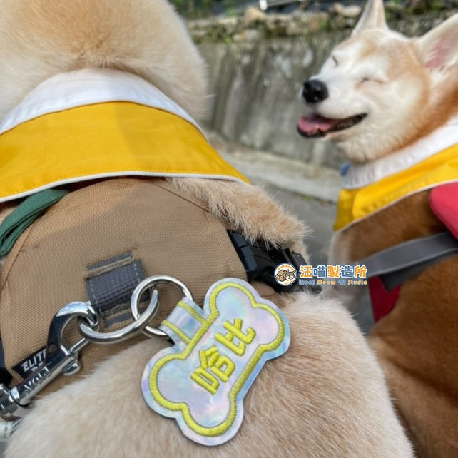 【汪喵森活】 狗名牌 雷射 骨頭造型 狗刺繡名牌 狗牌 客製狗牌 防丟名牌 胸背帶配件 寵物名牌 寵物吊牌 刺繡狗牌-細節圖3