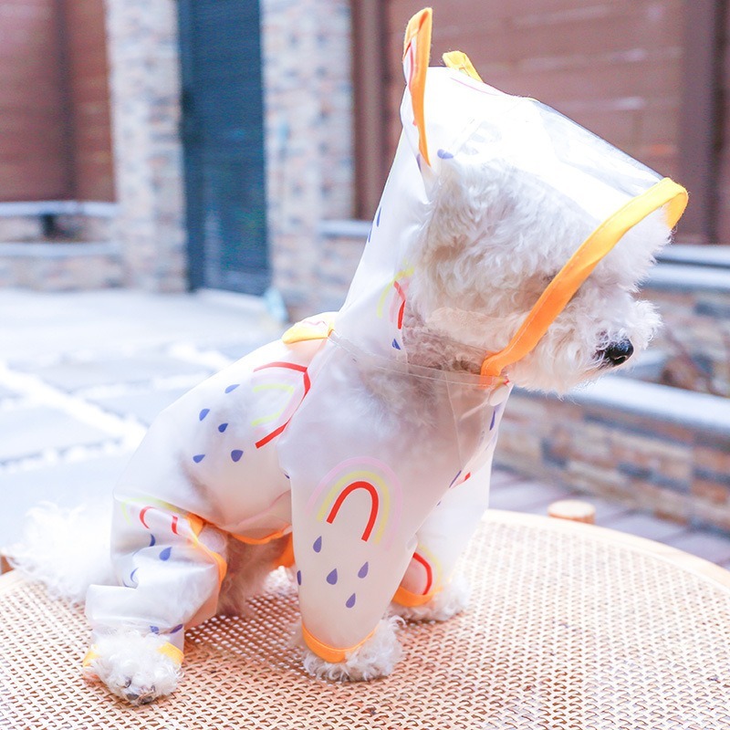 【汪喵森活】 彩虹雨衣 寵物雨衣 透明大帽子 狗雨衣 貴賓狗 馬爾濟斯 比熊 雪納瑞 西施 博美 西高地 小狗 小型犬-細節圖8