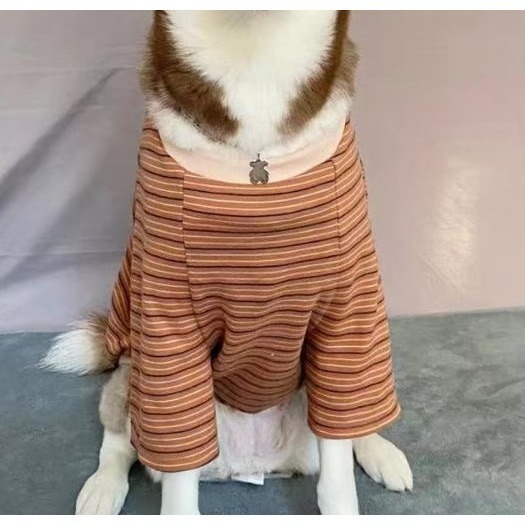 【汪喵森活】4色 小熊標籤 彈力條紋衣 德絨棉衣 狗衣服 黃金獵犬 拉不拉多 薩摩耶 法柴犬 柯基 米克斯 邊境 巨貴-細節圖8