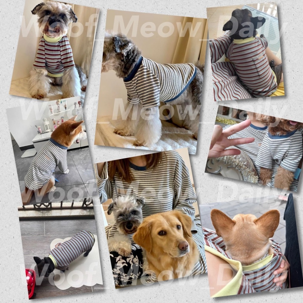 【汪喵森活】4色經典條紋衣 寵物親子裝 開岔下擺 母女裝 父子裝 寵物衣服 秋冬服飾 狗衣服 小型犬服飾 春秋款 貓咪-細節圖4