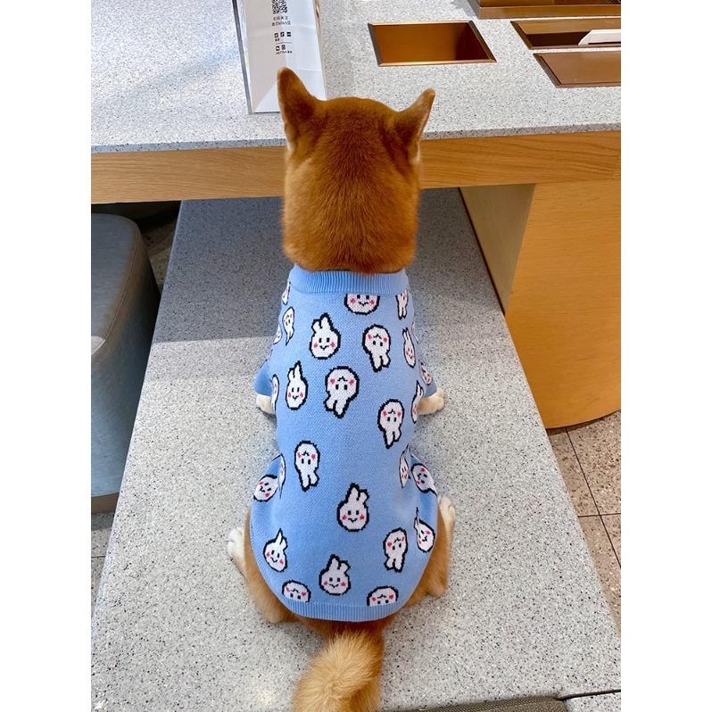 【汪喵森活】藍色兔兔 毛衣 包芯紗 寵物服飾 秋冬服飾 狗衣服 中型犬服飾 高地 比熊 柯基 法鬥 柴犬 米克斯 土狗-細節圖3