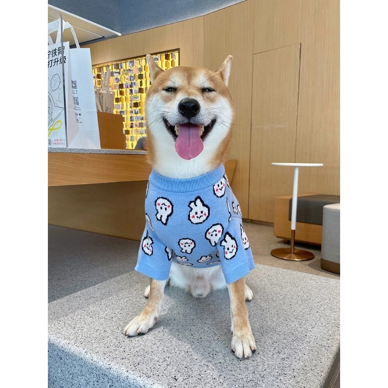 【汪喵森活】藍色兔兔 毛衣 包芯紗 寵物服飾 秋冬服飾 狗衣服 中型犬服飾 高地 比熊 柯基 法鬥 柴犬 米克斯 土狗-細節圖4