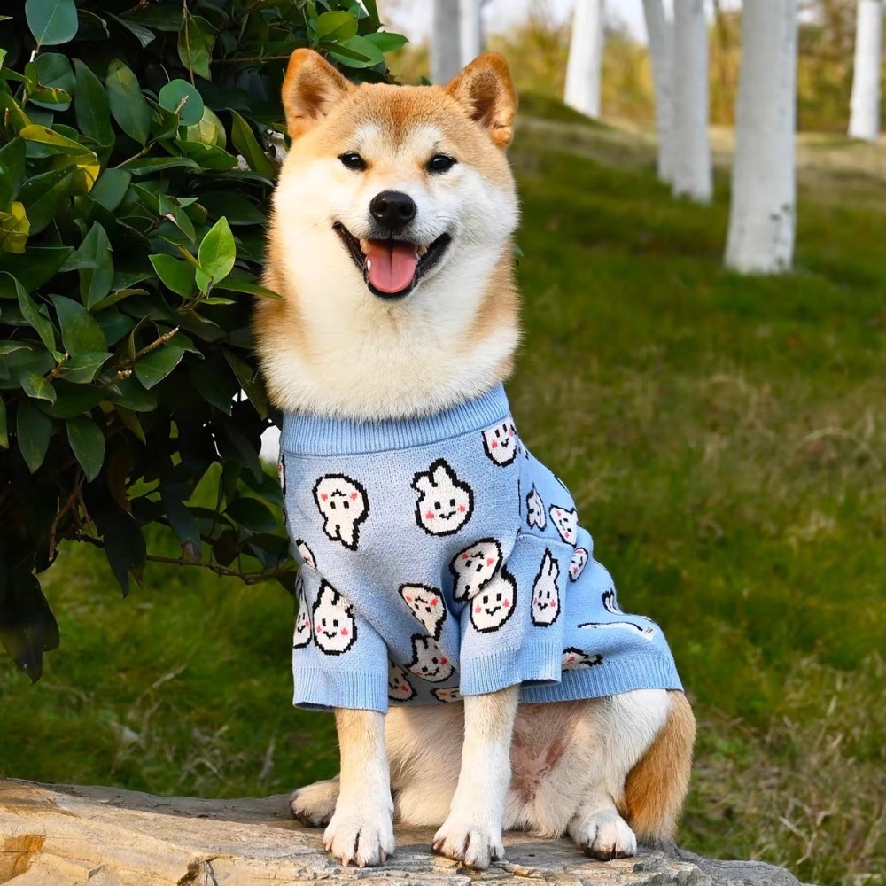 【汪喵森活】藍色兔兔 毛衣 包芯紗 寵物服飾 秋冬服飾 狗衣服 中型犬服飾 高地 比熊 柯基 法鬥 柴犬 米克斯 土狗-細節圖8