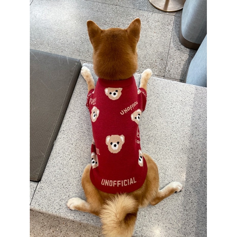 【汪喵森活】小熊毛衣 酒紅色 寵物服飾 秋冬服飾 狗衣服 寵物 春節 過年衣服 西高地 比熊 柯基 法鬥 柴犬 米克斯-細節圖4