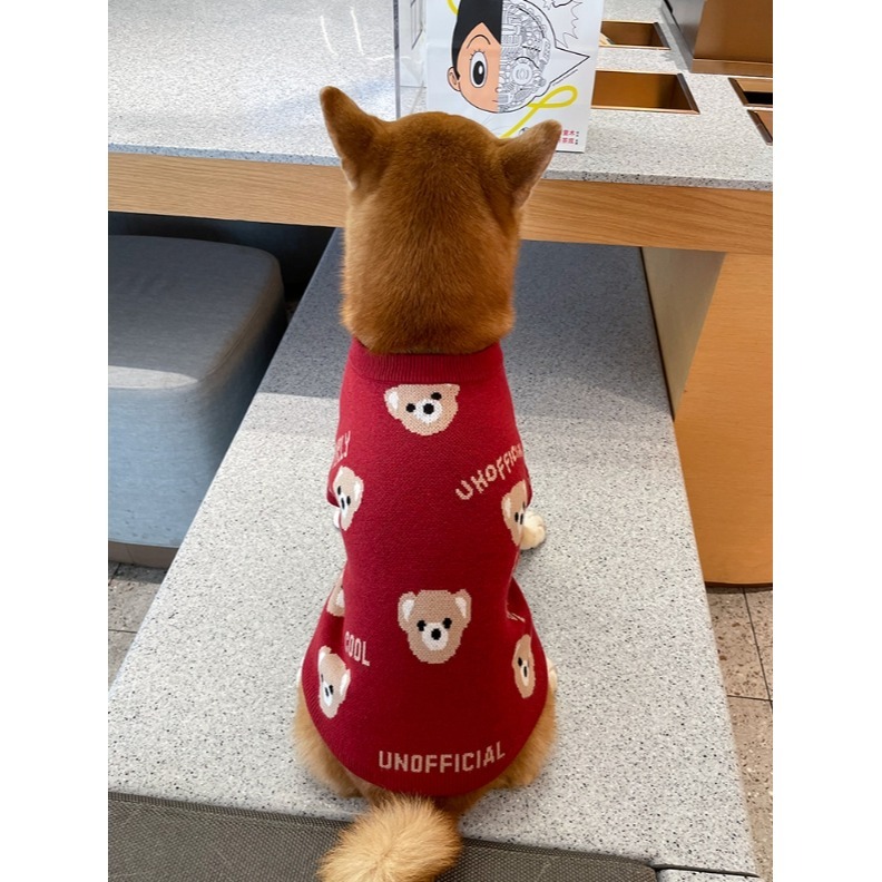 【汪喵森活】小熊毛衣 酒紅色 寵物服飾 秋冬服飾 狗衣服 寵物 春節 過年衣服 西高地 比熊 柯基 法鬥 柴犬 米克斯-細節圖6