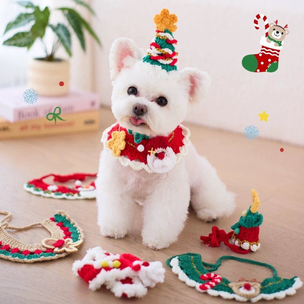 【汪喵森活】 寵物圍巾 聖誕老人 麋鹿 拐杖 針織圍巾 聖誕圍巾 狗圍巾 狗圍脖 貓咪圍巾 寵物配件 聖誕節 過年-細節圖6