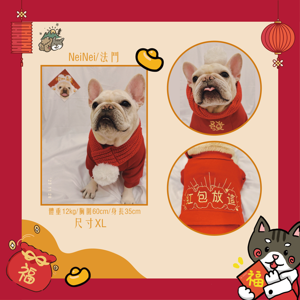 【汪喵森活：獨家款⭐】 新年 春節 紅包放這 恭喜發財 新春 過年 貓狗過年 寵物服飾 狗衣服 柯基 柴犬 米克斯-細節圖11