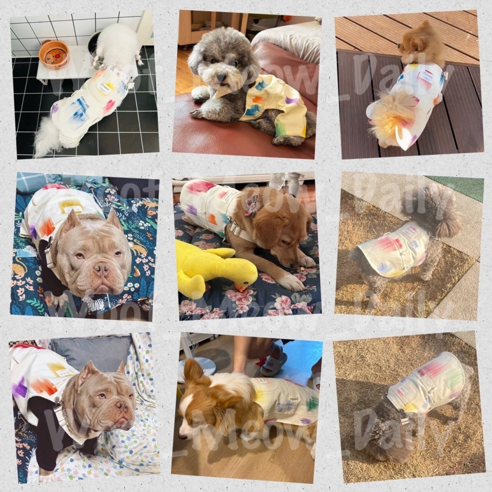 【汪喵森活】 春日美術館 手刷彩繪 牛仔 35kg內 吊帶裙 吊帶褲 寵物服飾 狗衣服 比熊 博美 貴賓 小型犬 柴犬-細節圖6