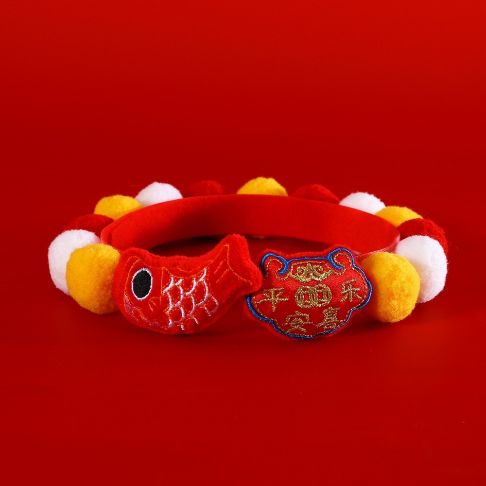 【汪喵森活】 春節 7款40kg內 球球項鍊 寵物圍巾 毛絨球球 過年圍巾 狗圍巾 狗圍脖 貓圍巾 寵物配件 新春 新年-細節圖11