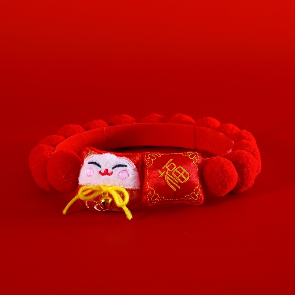 【汪喵森活】 春節 7款40kg內 球球項鍊 寵物圍巾 毛絨球球 過年圍巾 狗圍巾 狗圍脖 貓圍巾 寵物配件 新春 新年-規格圖11