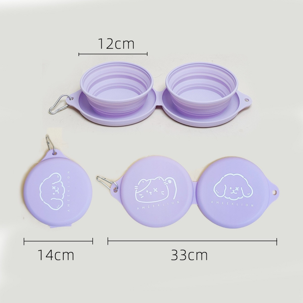 【汪喵森活】 馬卡龍 3色 外出折疊碗 寵物外出碗 二合一折疊碗 外出容器 雙碗 餵食 喝水 狗碗 寵物碗 旅行碗-細節圖2