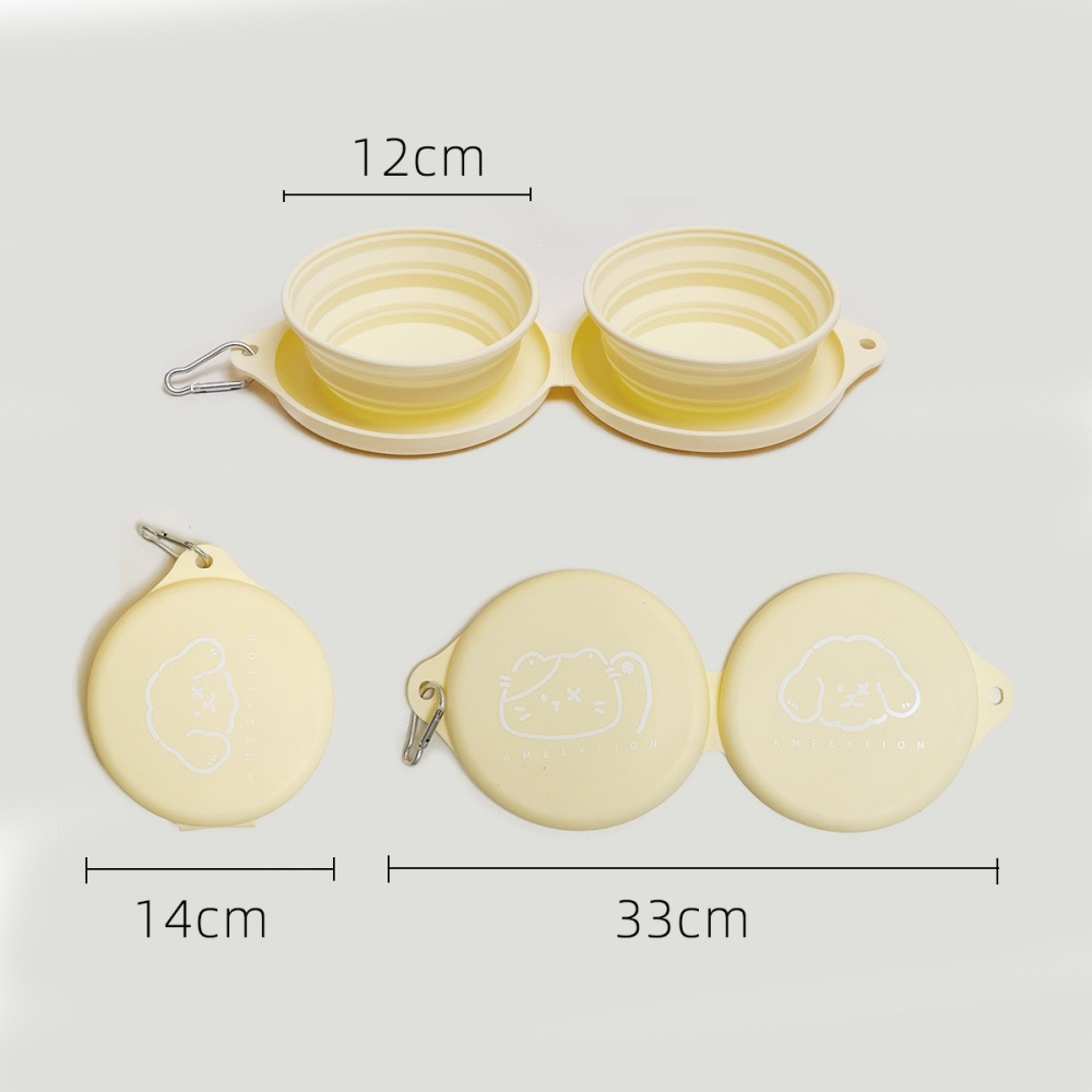 【汪喵森活】 馬卡龍 3色 外出折疊碗 寵物外出碗 二合一折疊碗 外出容器 雙碗 餵食 喝水 狗碗 寵物碗 旅行碗-細節圖4