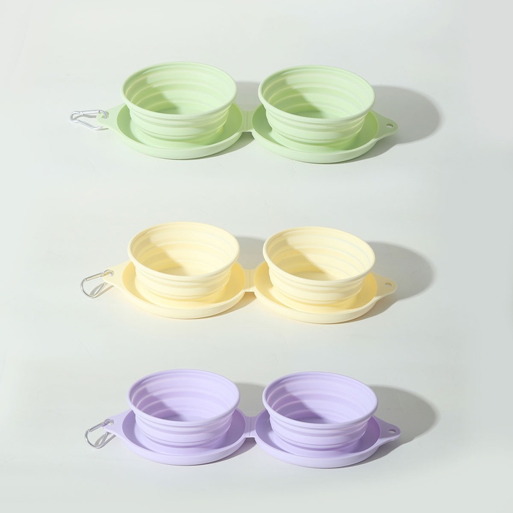 【汪喵森活】 馬卡龍 3色 外出折疊碗 寵物外出碗 二合一折疊碗 外出容器 雙碗 餵食 喝水 狗碗 寵物碗 旅行碗-細節圖5