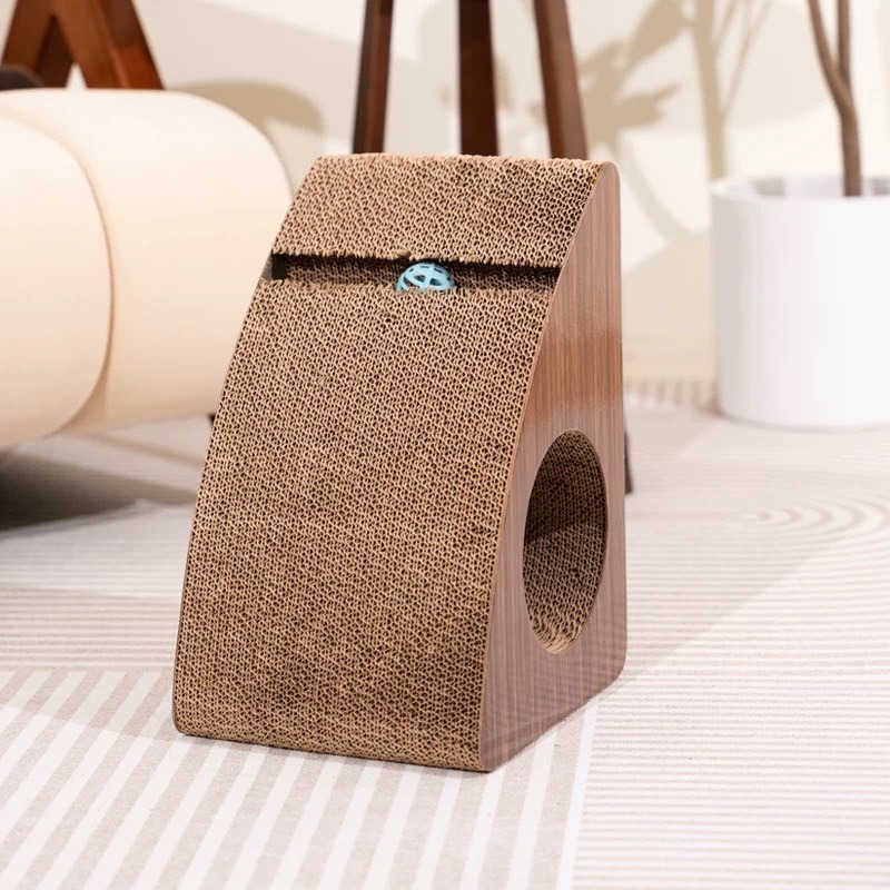 【汪喵森活】可超商 三角型 貓抓板 三角貓抓板 拱面 鈴鐺 瓦楞紙 貓用 磨爪 洞穴貓抓板 貓草 貓咪玩具 貓咪用品-細節圖4